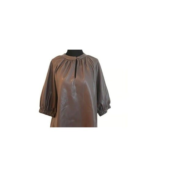 Marc New York Andrew Marc Faux Leather Blouse Top Brown Sz S - Picture 1 of 2